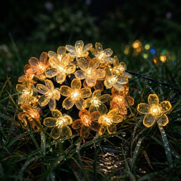 Smart LED Solární světelná girlanda květiny 10m 50xLED teplá bílá IP44