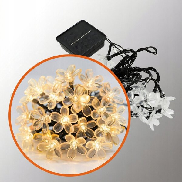 Smart LED Solární světelná girlanda květiny 10m 50xLED teplá bílá IP44