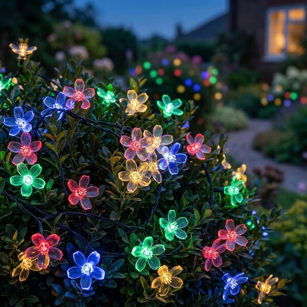 Smart LED Solární světelná girlanda květiny 10m 50xLED RGB IP44