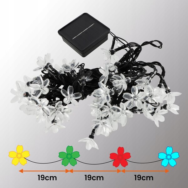 Smart LED Solární světelná girlanda květiny 10m 50xLED RGB IP44