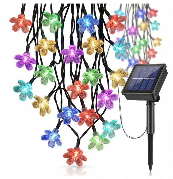 Smart LED Solární světelná girlanda květiny 10m 50xLED RGB IP44