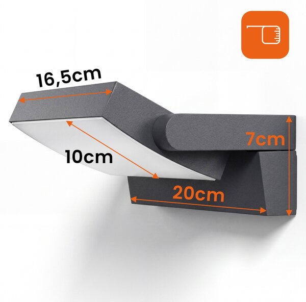 Smart LED LED venkovní nástěnná lampa 3CCT 12-24W 2400Lm IP54 antracit
