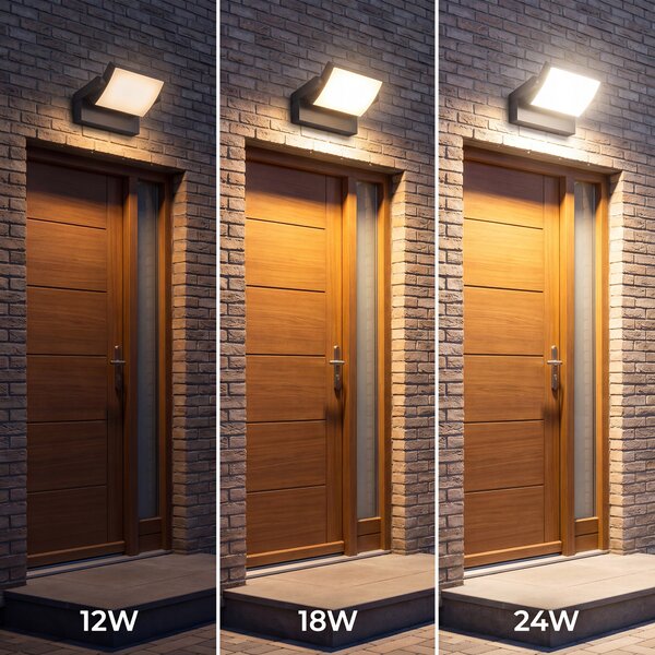 Smart LED LED venkovní nástěnná lampa 3CCT 12-24W 2400Lm IP54 antracit