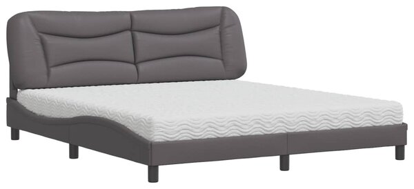 Postel s matrací Hvar šedá 180 x 200 cm umělá kůže 3208741