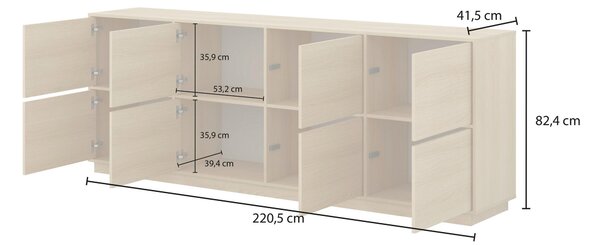 ŠIROKÁ KOMODA, barvy ořechu, 220,5/82,5/41,5 cm MID.YOU - Online Only komody, Online Only