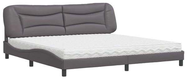 Postel s matrací Hvar šedá 200 x 200 cm umělá kůže 3208748