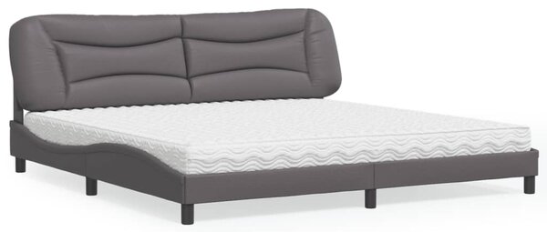 Postel s matrací Hvar šedá 200 x 200 cm umělá kůže 3208748