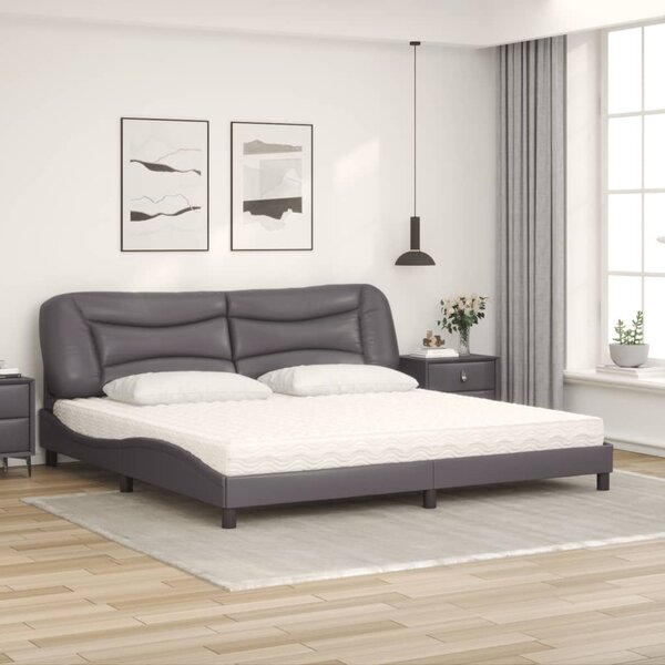 Postel s matrací Hvar šedá 200 x 200 cm umělá kůže 3208748