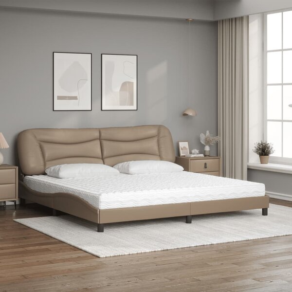 Postel s matrací Hvar cappuccino 200 x 200 cm umělá kůže 3208749
