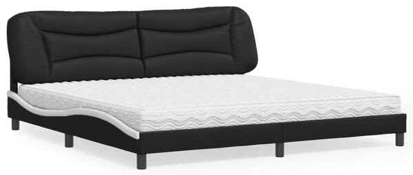 Postel s matrací Hvar černá a bílá 200 x 200 cm umělá kůže 3208750