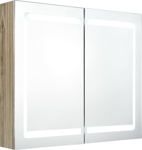 LED koupelnová skříňka se zrcadlem dub 80 x 12 x 68 cm