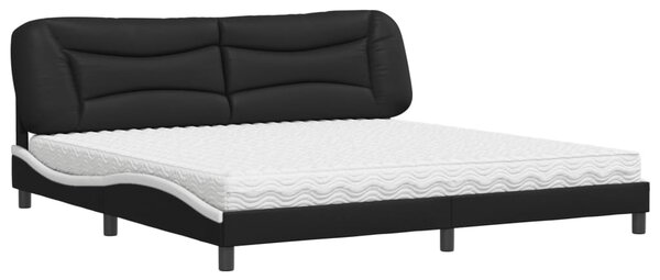 Postel s matrací Hvar černá a bílá 200 x 200 cm umělá kůže 3208750