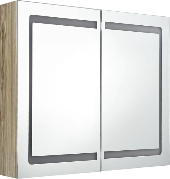 LED koupelnová skříňka se zrcadlem dub 80 x 12 x 68 cm