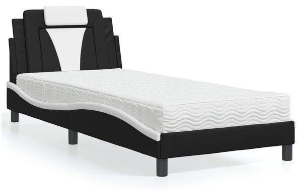 Postel Viana s matrací černá a bílá 80 x 200 cm umělá kůže 3208759
