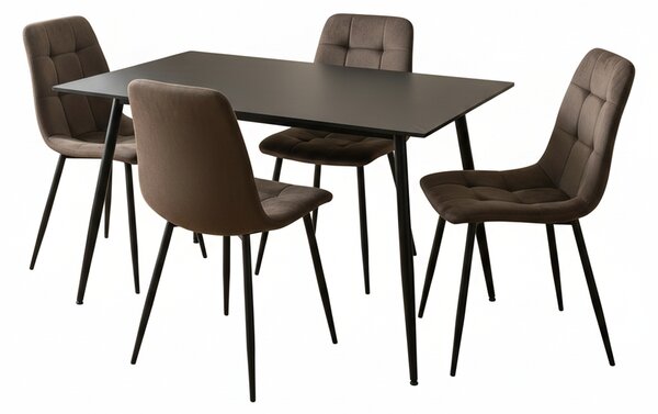 Jídelní set 4x židle + stůl 120 cm AVENBERG BLACK MARBLE