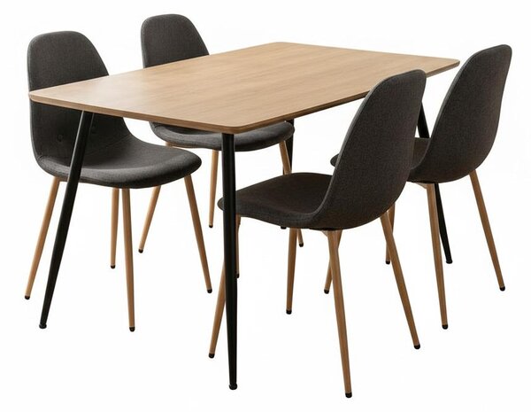 Jídelní set 4x židle + stůl 120 cm AVENBERG NATURAL šedá