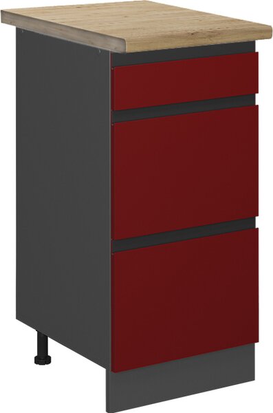 Spodní skříňka kuchyňské linky Vicco R-Line Červená 40 cm se zásuvkami, PD Dub, Model 45645