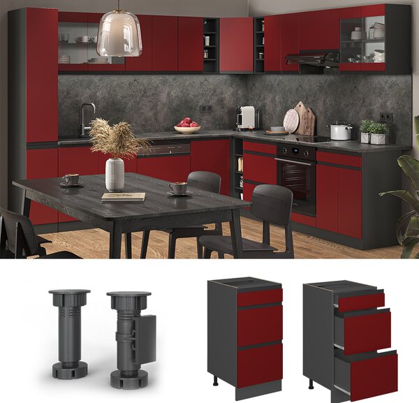 Spodní skříňka kuchyňské linky Vicco R-Line Červená 40 cm PD Mramor, Model 45644