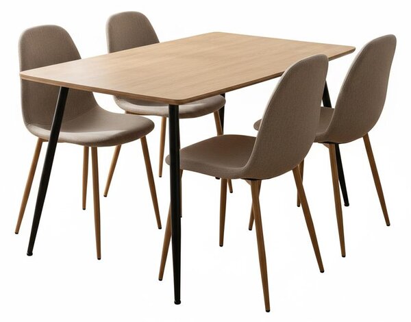 Jídelní set 4x židle + stůl 120 cm AVENBERG NATURAL béžová