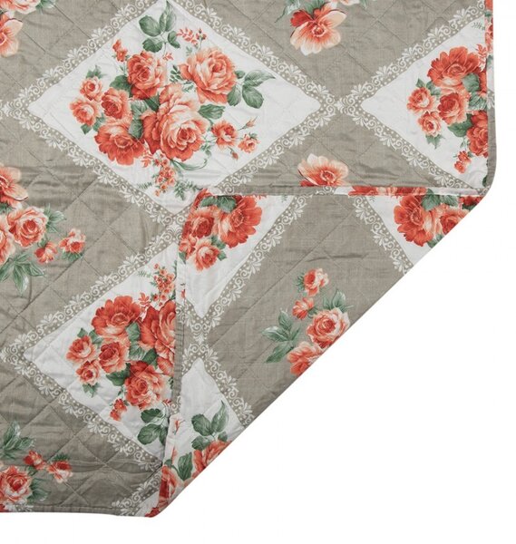 Šedý přehoz na dvoulůžko s květinovým motivem Flowery - 240*260 cm - Clayre & Eef