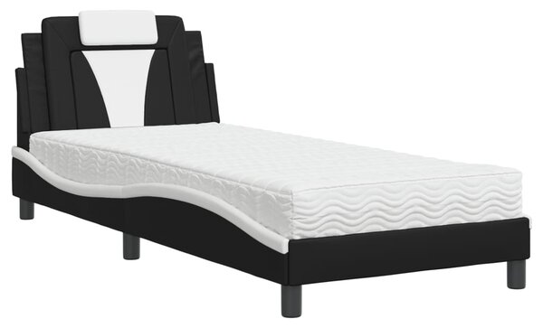 Postel Viana s matrací černá a bílá 80 x 200 cm umělá kůže 3208759