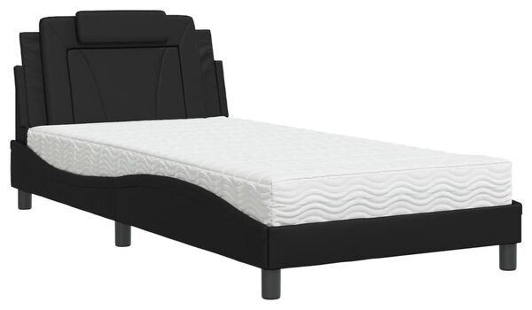 Postel Viana s matrací černá 100 x 200 cm umělá kůže 3208775