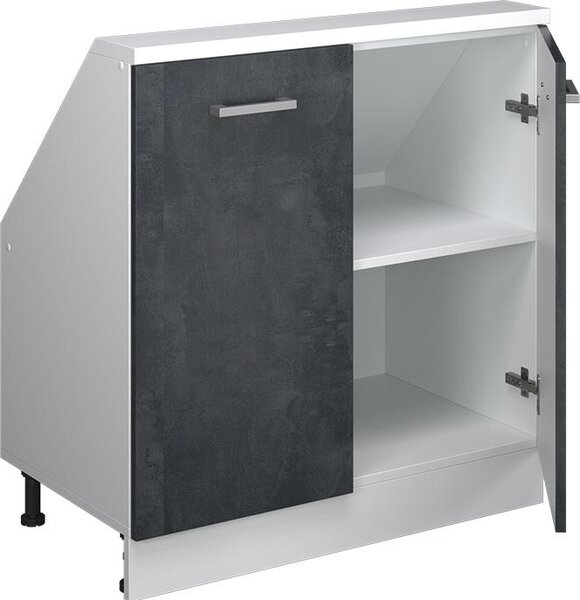 Kuchyňská skříňka pod šikmou střechu Vicco R-Line Černý beton 80 cm se 2 dvířky, Model 58086