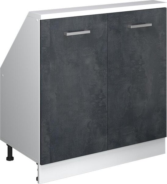Kuchyňská skříňka pod šikmou střechu Vicco R-Line Černý beton 80 cm se 2 dvířky, Model 58086