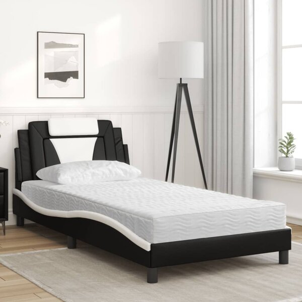 Postel Viana s matrací černá a bílá 100 x 200 cm umělá kůže 3208780