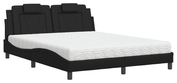 Postel Viana s matrací černá 160 x 200 cm umělá kůže 3208803