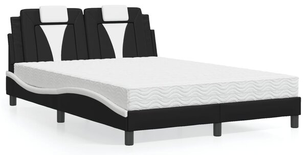 Postel Viana s matrací černá a bílá 140 x 200 cm umělá kůže 3208801