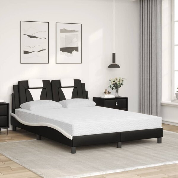Postel Viana s matrací černá a bílá 140 x 200 cm umělá kůže 3208801