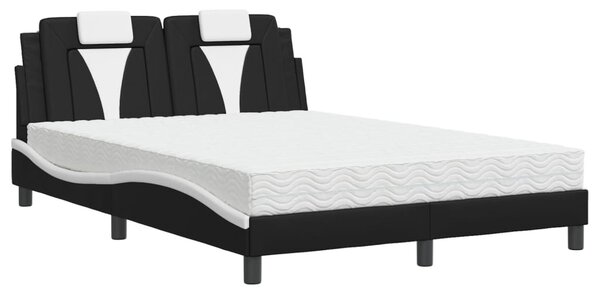 Postel Viana s matrací černá a bílá 140 x 200 cm umělá kůže 3208801