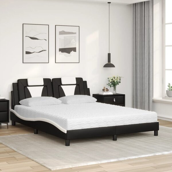Postel Viana s matrací černá a bílá 160 x 200 cm umělá kůže 3208808