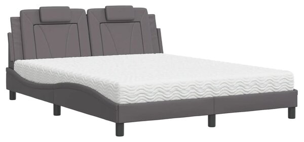 Postel Viana s matrací šedá 160 x 200 cm umělá kůže 3208806