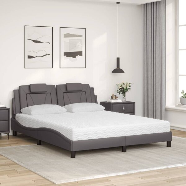 Postel Viana s matrací šedá 160 x 200 cm umělá kůže 3208806