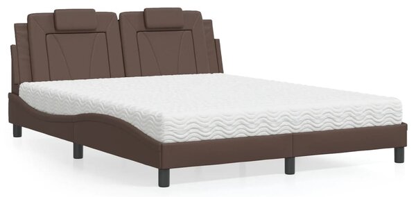 Postel Viana s matrací hnědá 160 x 200 cm umělá kůže 3208805