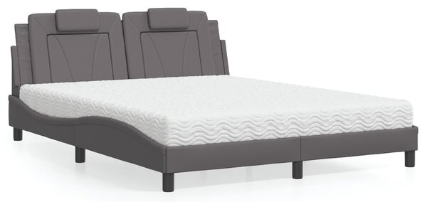 Postel Viana s matrací šedá 160 x 200 cm umělá kůže 3208806