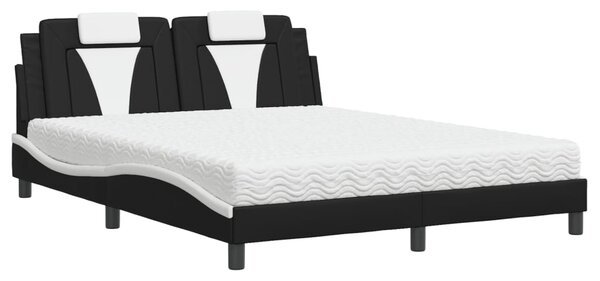 Postel Viana s matrací černá a bílá 160 x 200 cm umělá kůže 3208808