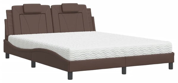 Postel Viana s matrací hnědá 160 x 200 cm umělá kůže 3208805