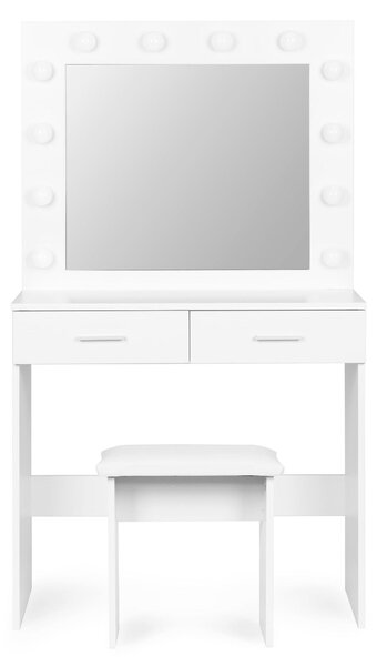 ModernHome CHDT03 Toaletní stolek se zrcadlem, 80 x 40 x 140 cm, 12 LED, bílý