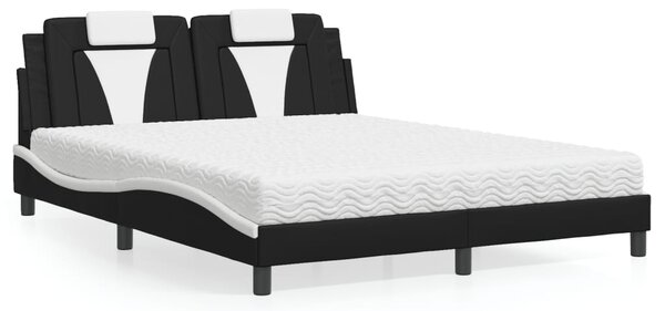 Postel Viana s matrací černá a bílá 160 x 200 cm umělá kůže 3208808