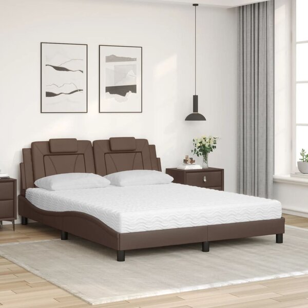 Postel Viana s matrací hnědá 160 x 200 cm umělá kůže 3208805