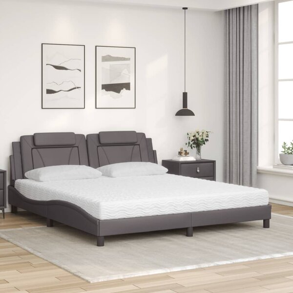 Postel Viana s matrací šedá 180 x 200 cm umělá kůže 3208813