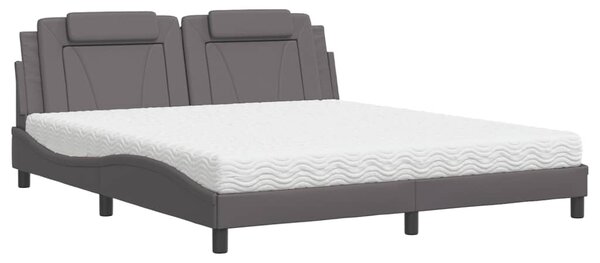 Postel Viana s matrací šedá 180 x 200 cm umělá kůže 3208813