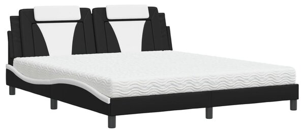 Postel Viana s matrací černá a bílá 180 x 200 cm umělá kůže 3208815