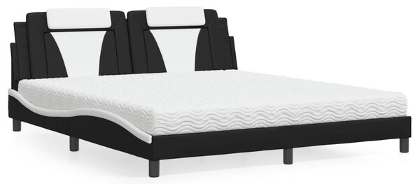 Postel Viana s matrací černá a bílá 180 x 200 cm umělá kůže 3208815