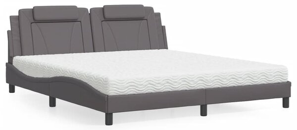 Postel Viana s matrací šedá 180 x 200 cm umělá kůže 3208813