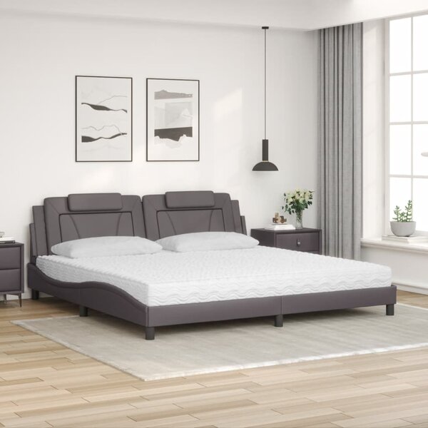 Postel Viana s matrací šedá 200 x 200 cm umělá kůže 3208820
