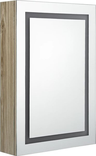LED koupelnová skříňka se zrcadlem dub 50 x 13 x 70 cm